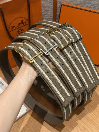 에르메스 H 캔버스 양면 엡솜 가죽 벨트 38mm 176982
