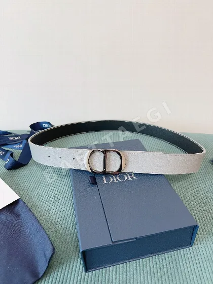 디올 블랙 그레이 천연 가죽 벨트 59839