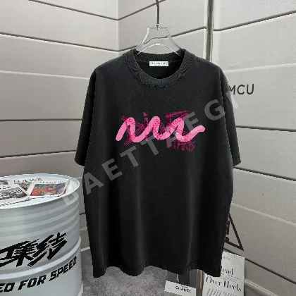 디올 워시드 가공 유니섹스 루즈핏 크루넥 반팔 티셔츠 47495
