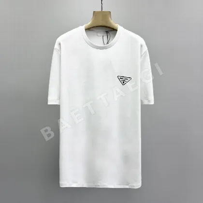 프라다 로고 프린트 라운드넥 반팔 티셔츠 50857