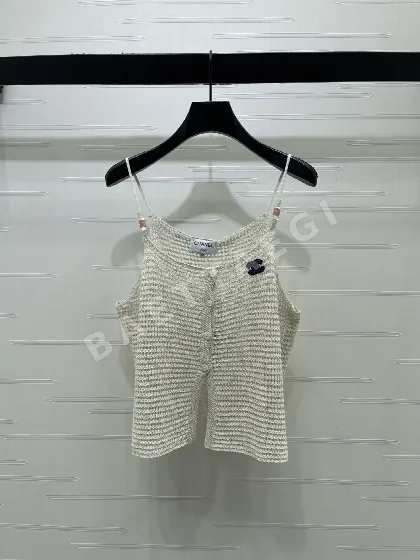 샤넬 시스루 반팔 니트 티셔츠 103744