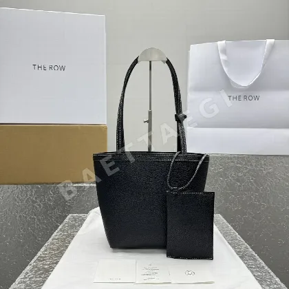 더로우 소립 라이치 블랙 스티치 토트백 128667