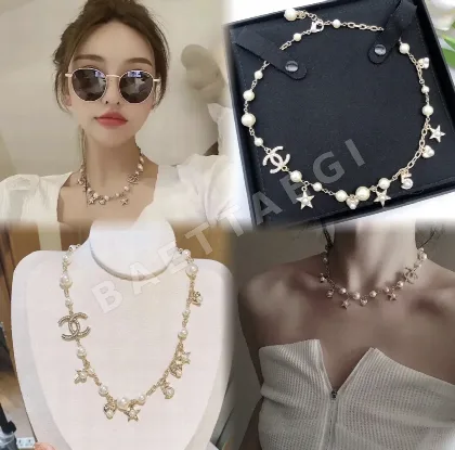 샤넬 더블 C 진주 스타 펜던트 목걸이 68831