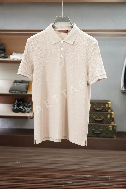 로로피아나 가슴 메시 하프지퍼 남성 반팔 폴로셔츠
