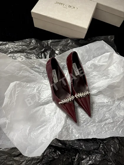 지미추 뾰족코 큐빅 장식 하이힐 8067