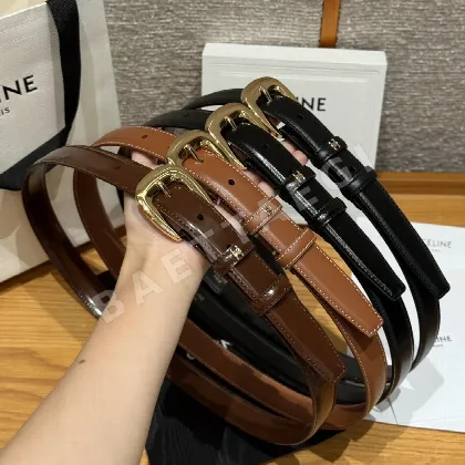 셀린느 부드러운 소가죽 골드 로고 벨트 171556