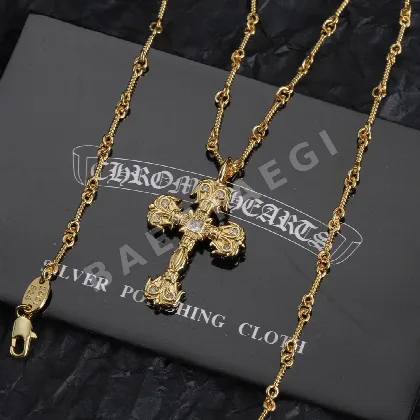 크롬하츠 클래식 골드 플레임 장식 목걸이 124912