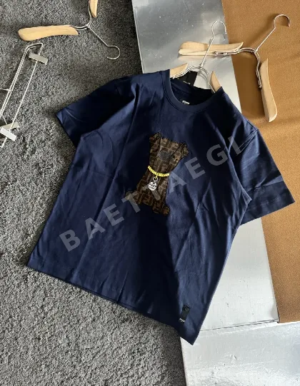 펜디 다크 블루 여성 크루넥 반팔 티셔츠 88757