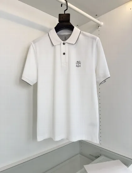 브루넬로쿠치넬리 자수 슬림핏 반팔 폴로셔츠 23546