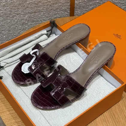 에르메스 오아시스 샌들 가롱 퍼플 악어가죽 하이힐 164750