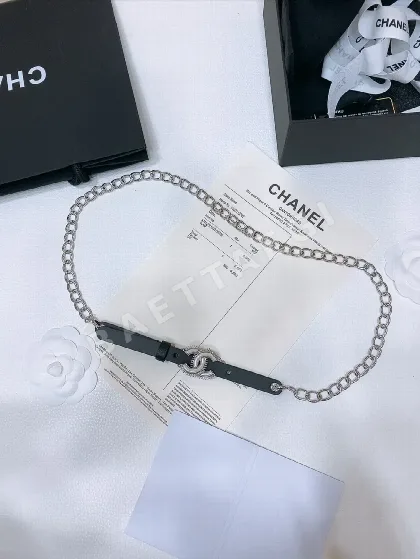 샤넬 진주 로고 카프스킨 벨트 58521