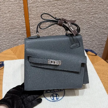 에르메스 켈리 더스티 그레이 소가죽 가방 18218