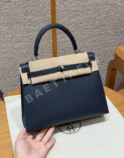 에르메스 켈리 25 블루나이트 가죽 가방 159848