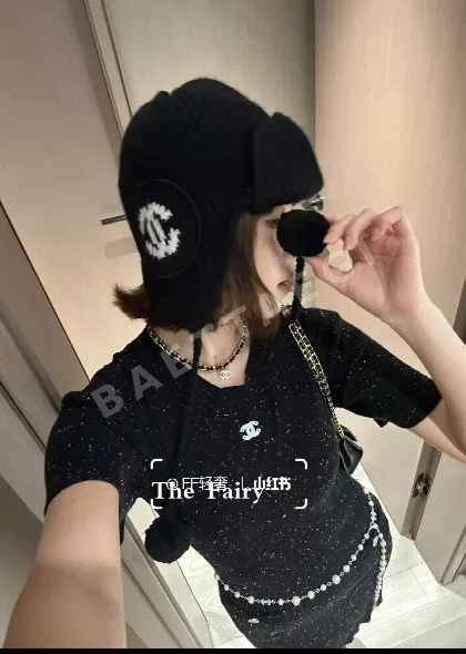 샤넬 25N 블랙 이어플랩 모자 82518