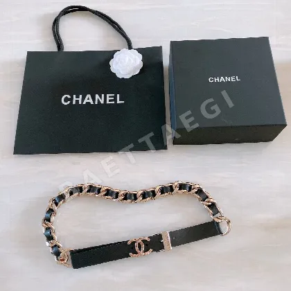 샤넬 카프스킨 루테늄 블랙 벨트 58444