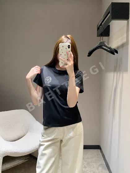 크롬하츠 크루넥 자수 반팔 티셔츠 여성용