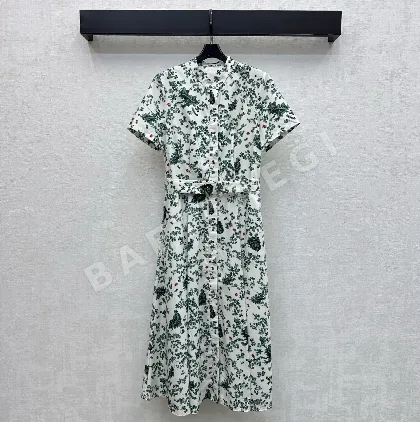 디올 프린트 벨트 실크 원피스 52070
