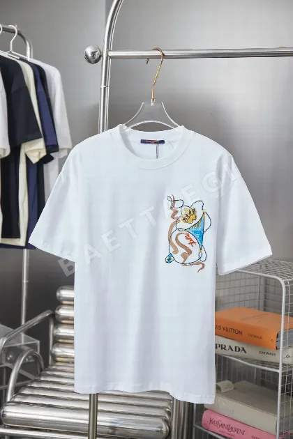 루이비통 자수 크라운 LV 반팔 티셔츠