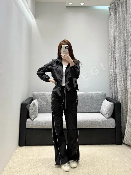 샤넬 크롭 후드 재킷 와이드 팬츠 세트 103654