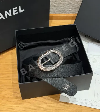 샤넬 레더 케이블 니트 버클 벨트 58725