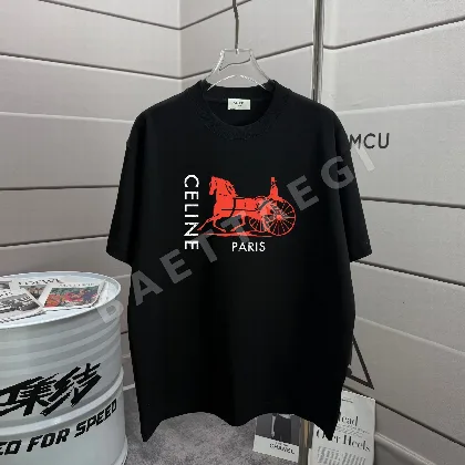 셀린느 더블 얀 무지 코튼 반팔 티셔츠 87956