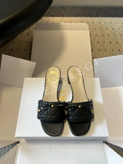 디올 뉴 카나주 패턴 리본 플랫 힐 샌들 95660