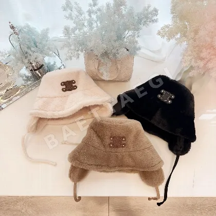 셀린느 인조 밍크 퍼 귀덮개 피셔맨 햇 83456