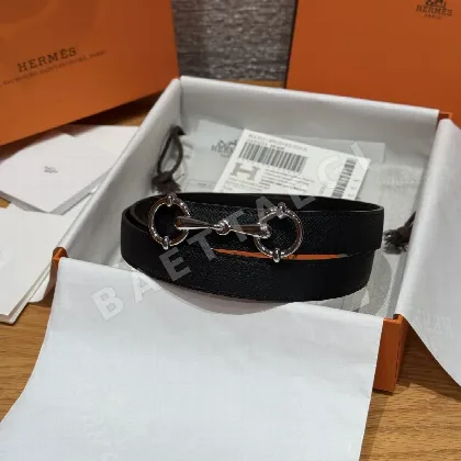 에르메스 헤리티지 T 버클 양면 가죽 벨트 176173