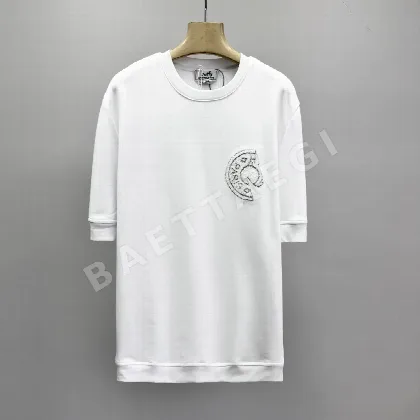 에르메스 자수 패치 코튼 반팔 티셔츠 41251