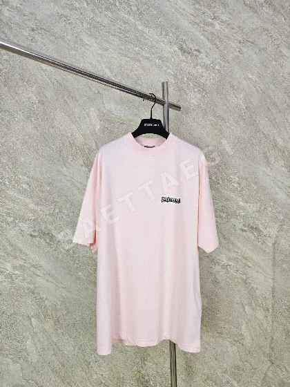 발렌시아가 화지 테이프 핑크 남성 반팔 티셔츠