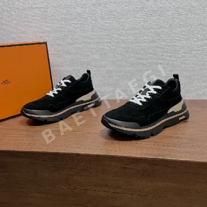 에르메스 스니커즈 남성 송아지가죽 웨빙 디테일 205396