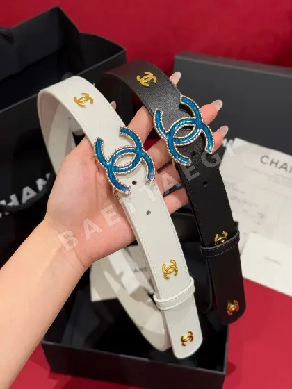 샤넬 더블 C 로고 가죽 벨트 173856
