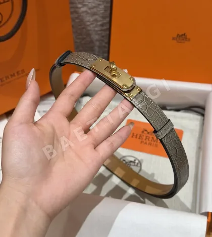 에르메스 켈리 버클 크로커다일 엠보싱 가죽 벨트 176569