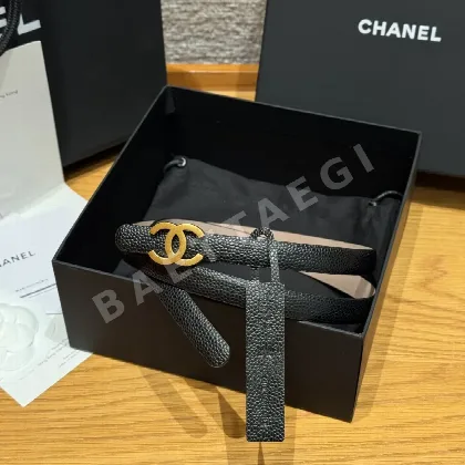 샤넬 슬림 양면 카프스킨 벨트 174408