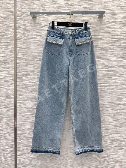 샤넬 데미지 가공 데님 여성 바지