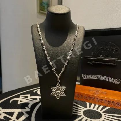 크롬하츠 육각별 엠보싱 펜던트 목걸이 125662