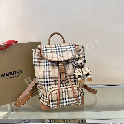 버버리 코튼 혼방 체크 백팩 998160