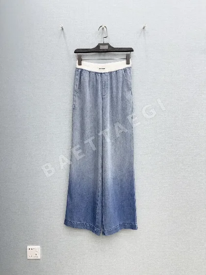 미우미우 레이스 트림 고무 허리 텐셀 청바지 97379
