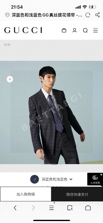 구찌 호스빗 자수 실크 넥타이 111709