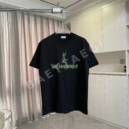 생로랑 형광 로고 프린트 반팔 티셔츠 103423