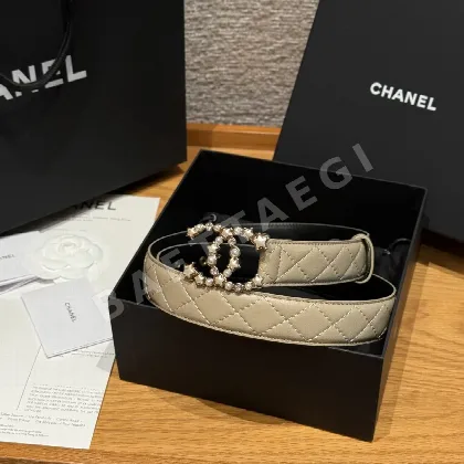 샤넬 더블 C 메탈 로고 램스킨 벨트 58623