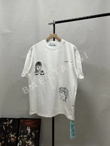 오프화이트 자수 남성 반팔 티셔츠 OF 86990