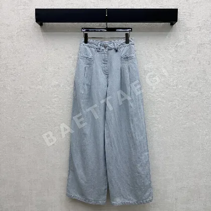 샤넬 진주 버튼 데님 여성 바지 131901
