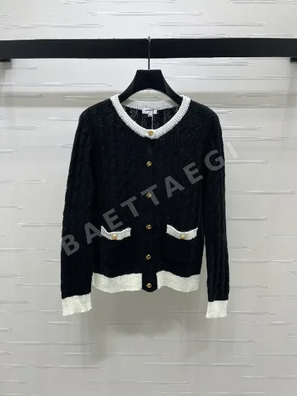샤넬 케이블 니트 크루넥 여성 가디건 153597