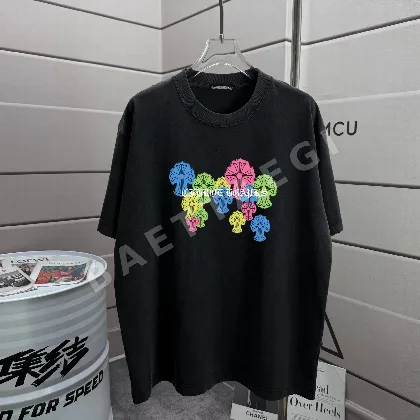 크롬하츠 워시 가공 데미지 크루넥 반팔 티셔츠 53357