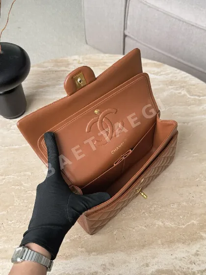 샤넬 램스킨 카라멜 금장 가방 33094