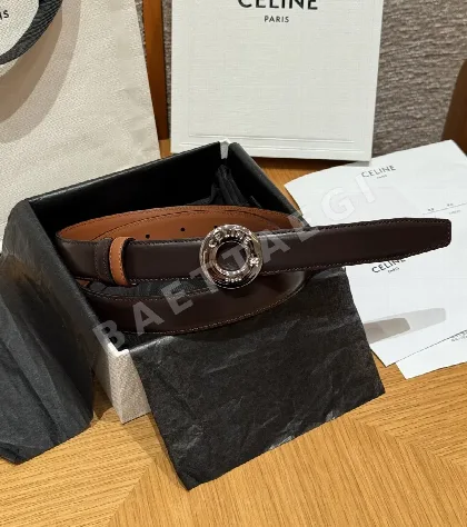 셀린느 DISC 금장 양면 가죽 벨트 25MM 174599