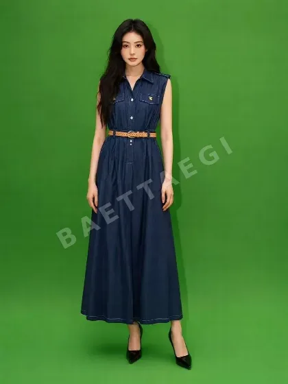 셀린느 데님 코튼 민소매 원피스 137791