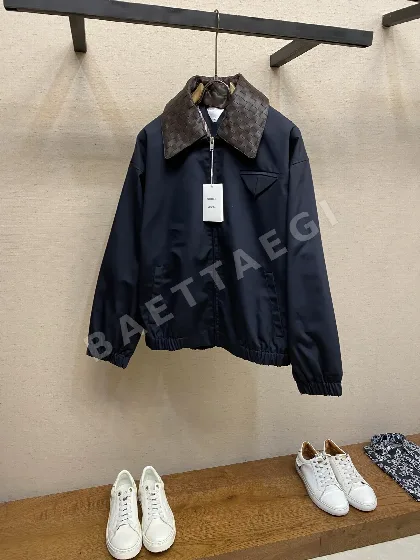 보테가베네타 직조 가죽 카라 남성 자켓