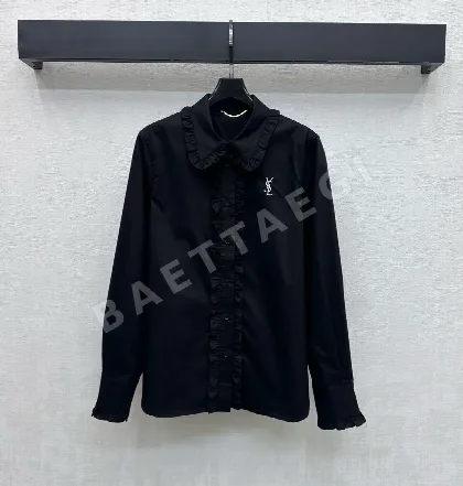 생로랑 러플 카라 버튼 셔츠 103263